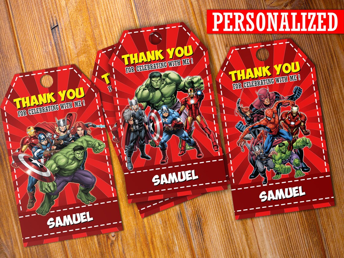Avengers Thank You Tag, Avengers Favor Tags , Thank You Tags Printables ...