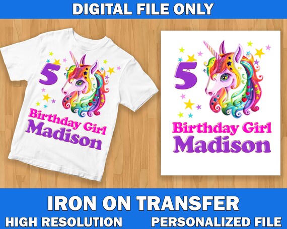 Transfer Unicorn Birthday Shirt Iron on 