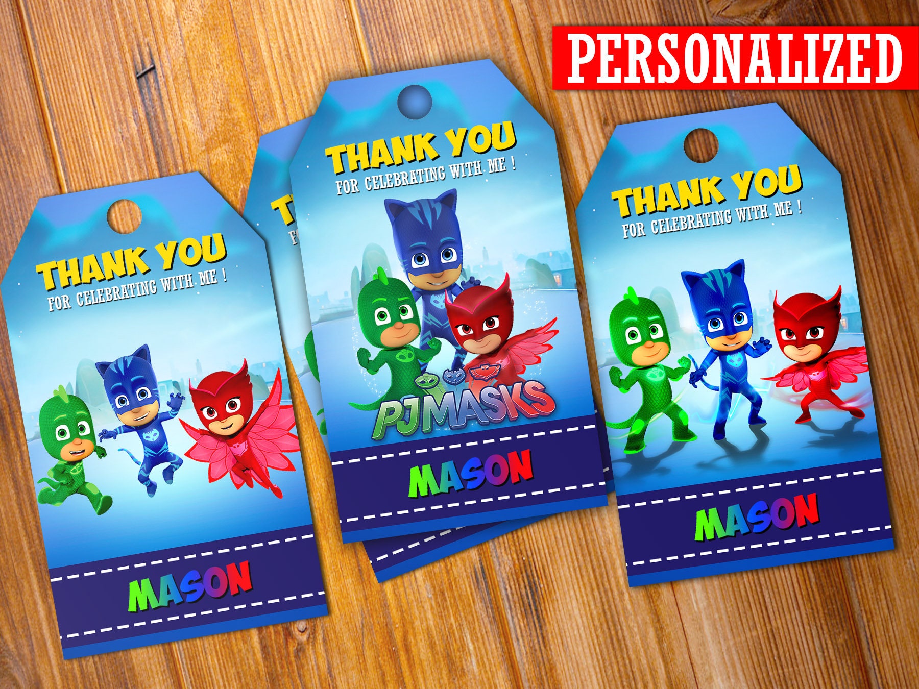 Pj Masks Thank You Tag Pj Masks Favor Tags Thank You Tags | Etsy