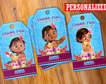 Personalised Disney Princess Moana Birthday Party Thank You Cards envelopes MTY 