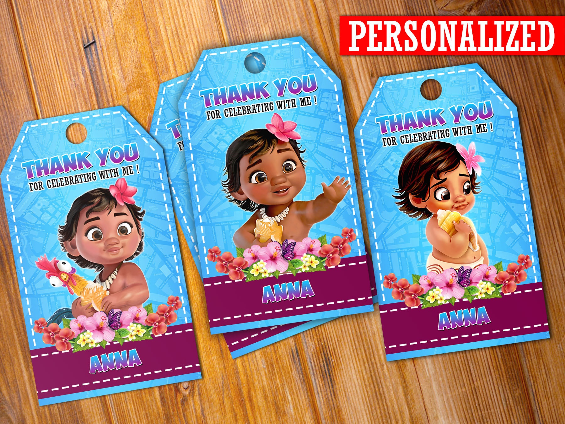 Baby Moana Thank You Tag Baby Moana Favor Tags Thank You - Etsy Israel