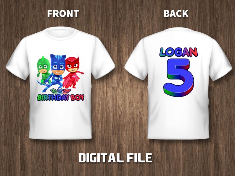Download Front Back Shirt Pj Masks Pj Masks Birthday Shirt Iron On Etsy