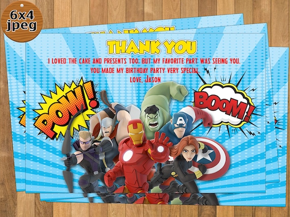 Carte De Remerciement De Avengers Avengers Anniversaire Carte Etsy