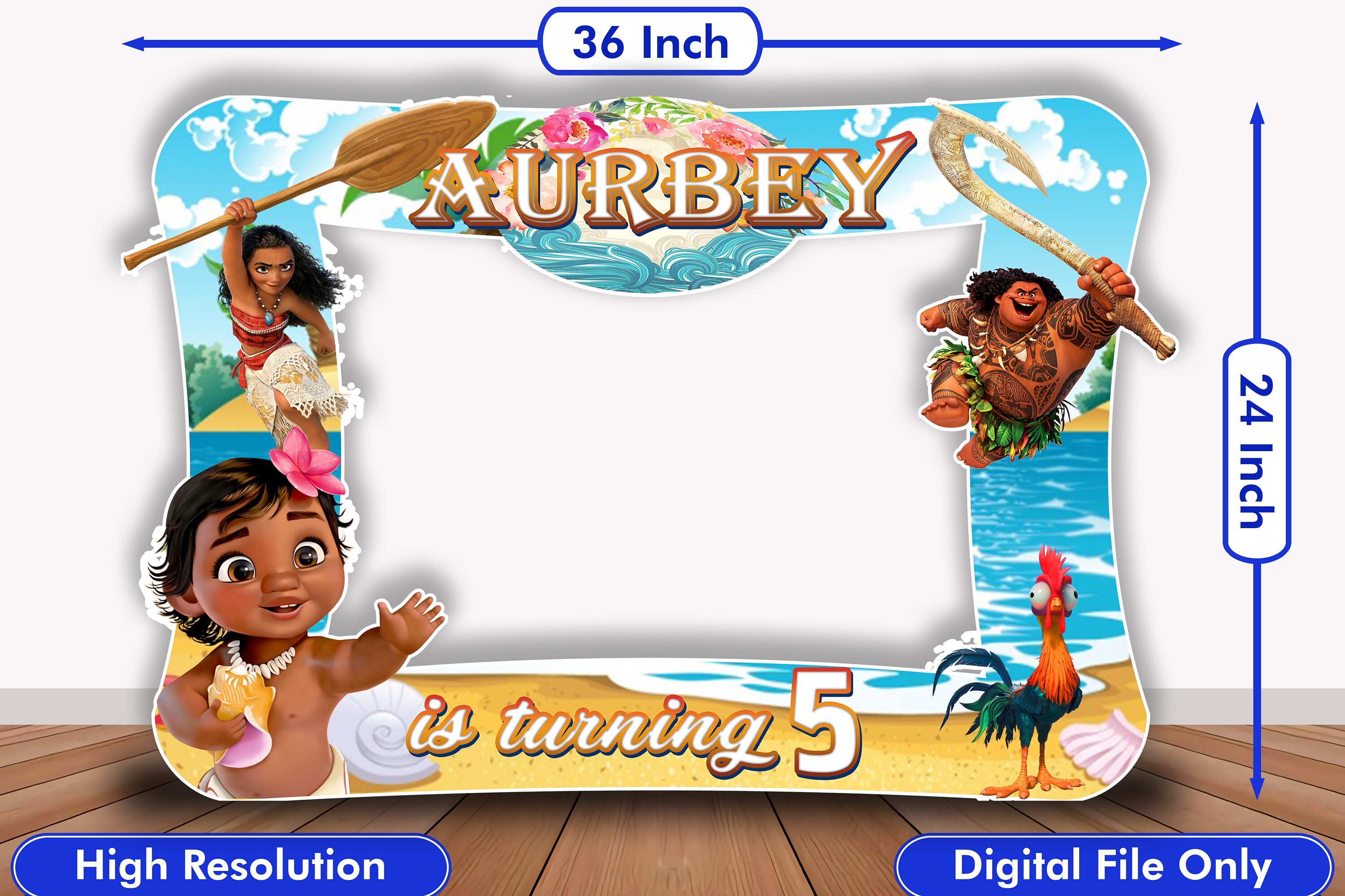 Moana Moana Photo Booth Frame Birthday Photo Booth DIY Etsy