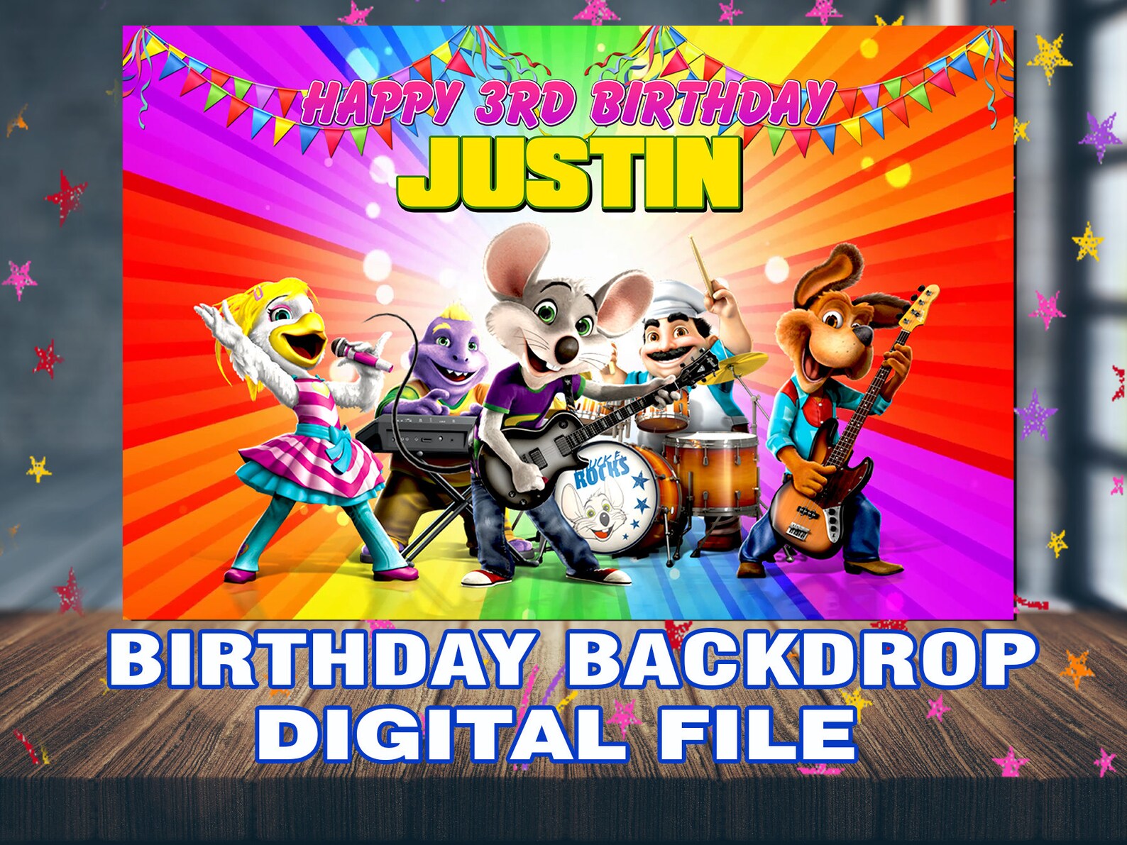 Chuck E Cheese Backdrop Chuck E Cheese Birthday Backdrop Etsy