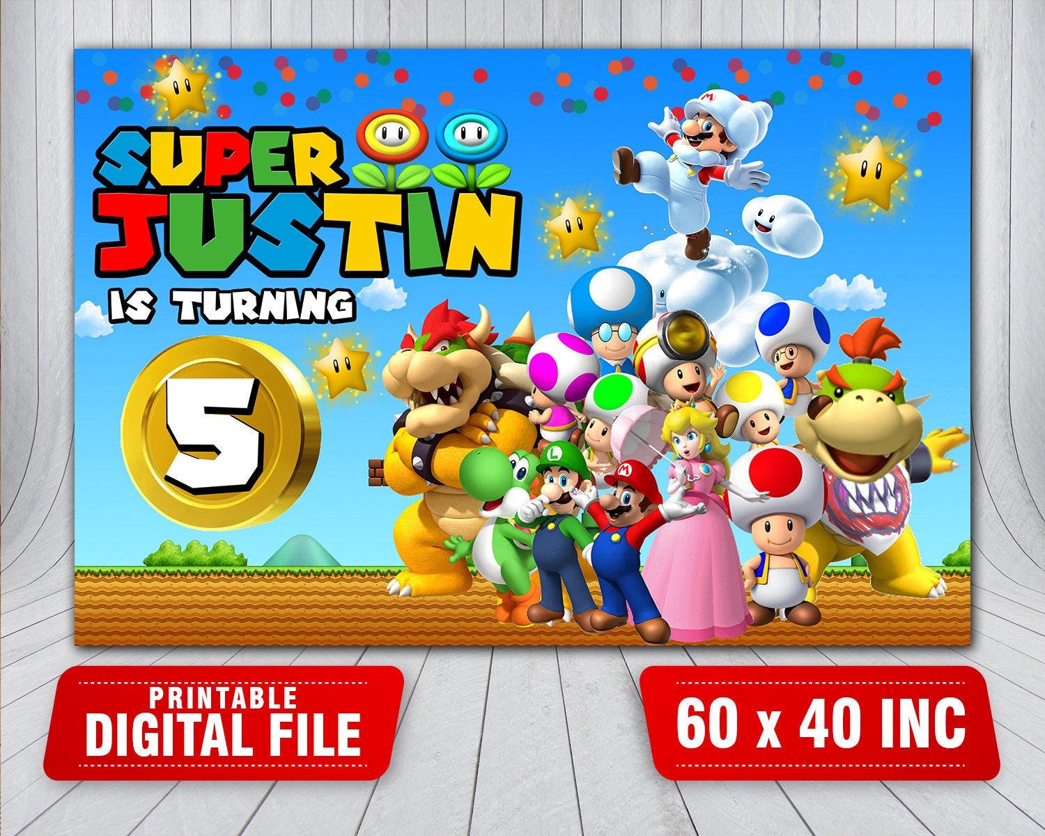 YouRan Happy Birthday Super Mario Backdrop 5x3 Super Mario Castle 