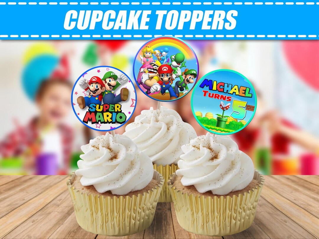 Mario Bros Cupcake Toppers Birthday Cupcakes Mario Bros - Etsy