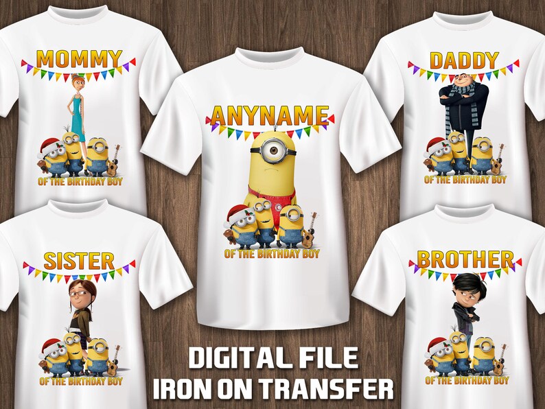 Minions Iron on Transfer Minions Set Family Shirt Birthday Etsy
