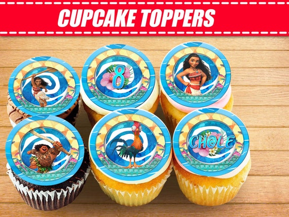 Moana Cupcake Toppers Birthday Cupcakes Moana Birthday Etsy