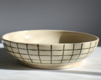 Grid Pasta Bowl | Handmade Ceramic Bowls | Wheelthrown Pasta Bowls| Pottery Bowl | Low Bowl | Deep Plate | Dinnerware