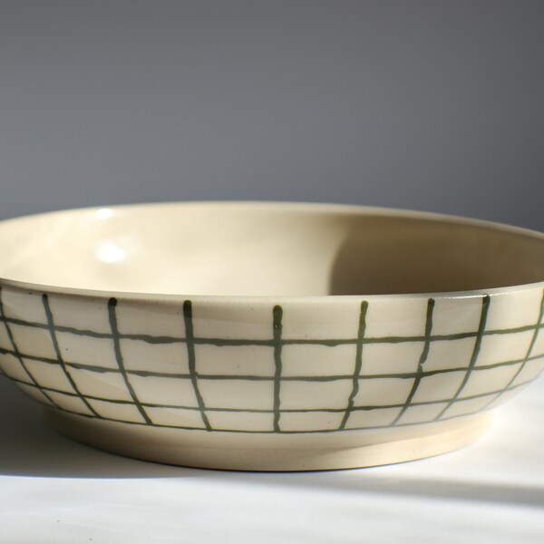 Grid Pasta Bowl | Handmade Ceramic Bowls | Wheelthrown Pasta Bowls| Pottery Bowl | Low Bowl | Deep Plate | Dinnerware