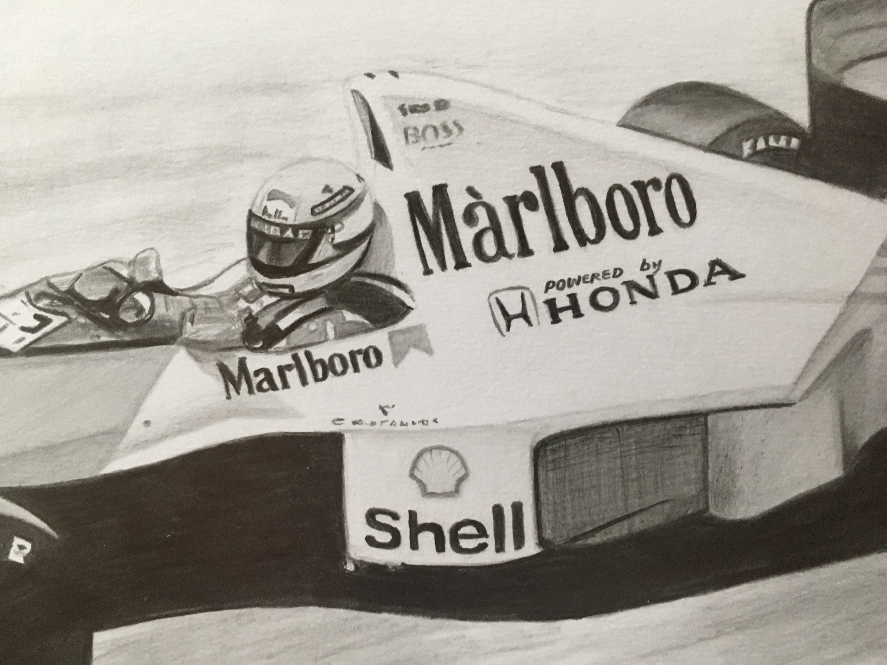 F1 Ayrton Senna Original Pencil Drawing. Mclaren Lotus Grand | Etsy