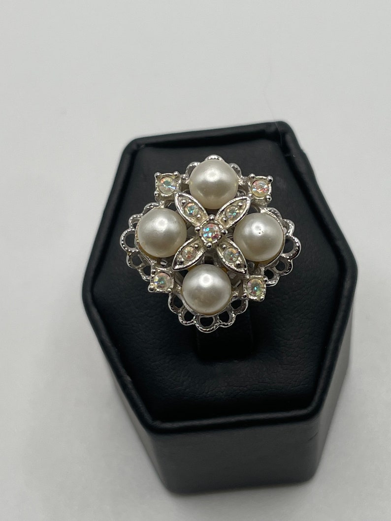Camelot Project Ralph Ring Sarah Coventry Camelot Ring Vintage 1969. Faux Pearl With AB ...