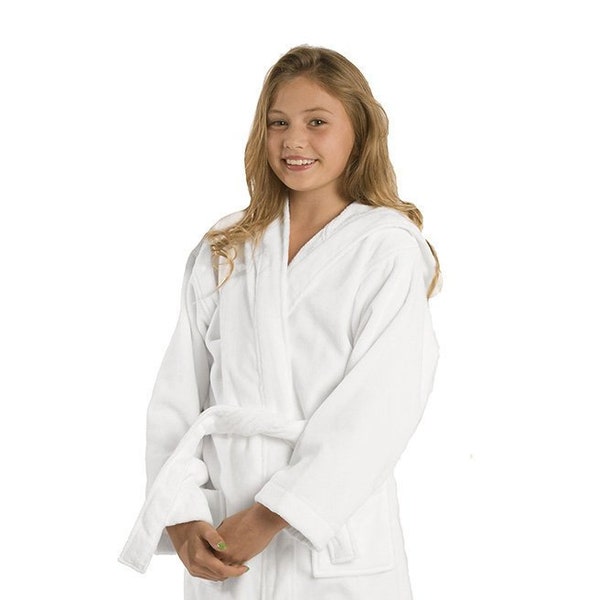Personalized Cotton Blended Bamboo Hooded Robe for Boys and Girls, Unisex Kids Bathrobes