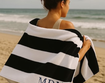 Terry Cabana Towel Personalized Terry Cotton Name, Initial or Monogram embroidered Beach Towel, Pool Towel