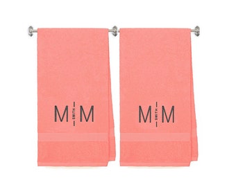 Custom Personalized hand Towels, 100% Terry Cotton Embroidered Shower Towel, Set of 2, for Bridesmaid Anniversary, Wedding Day.