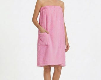 Badetuch aus Korallenvlies für Damen, Badetuch mit Tasche