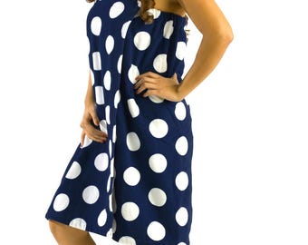 Personalized Polka Dot Womens Spa Wrap Towels - Terry Cotton Cover Up Wrap for Ladies