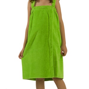 Personalized Terry Cotton Spa Wrap For Girls Solid Color Spa Wrap Towels Lime