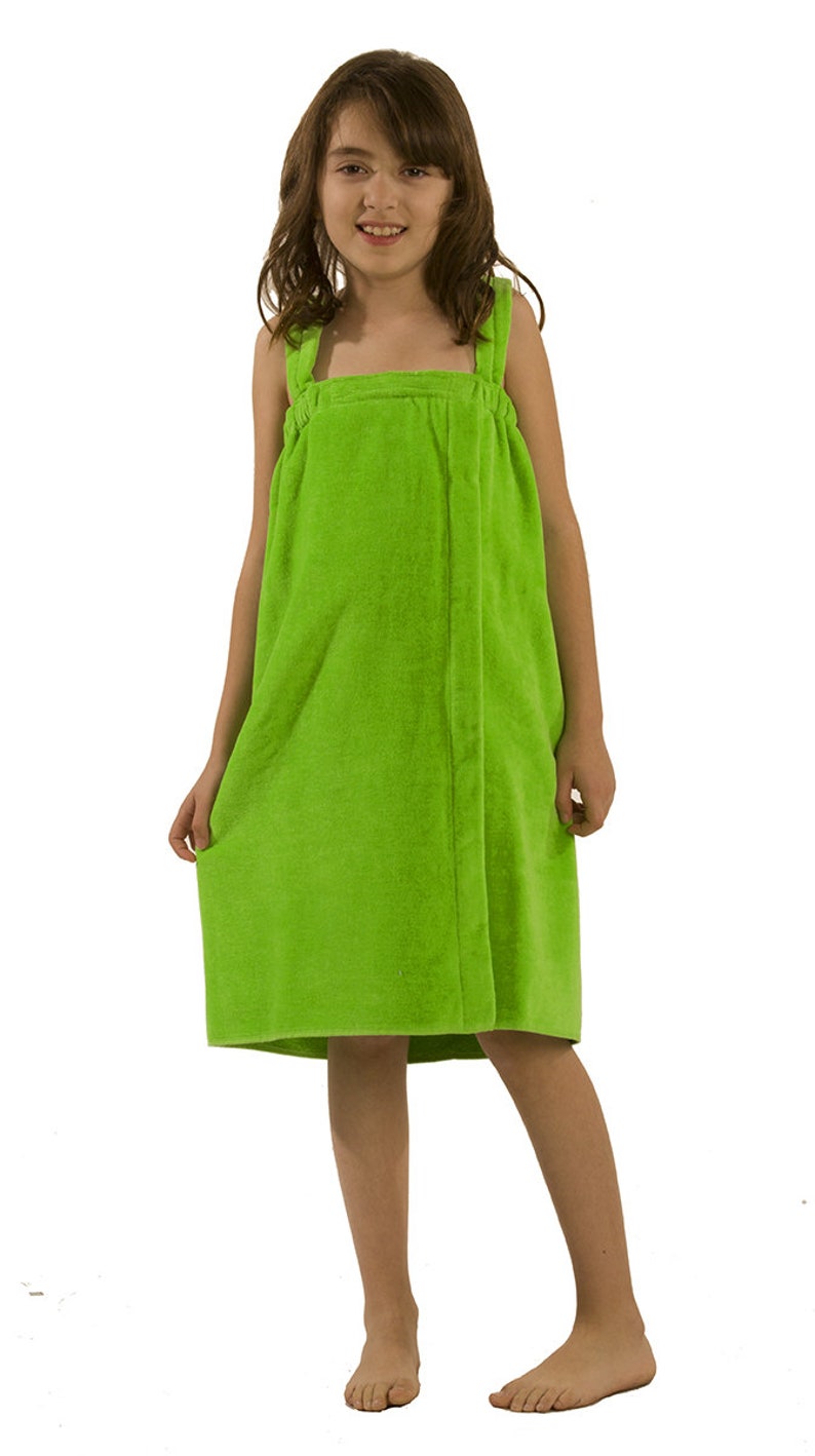 Personalized Terry Cotton Spa Wrap For Girls Solid Color Spa Wrap Towels Lime