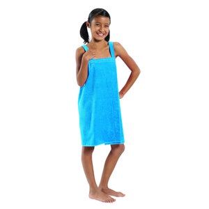 Personalized Terry Cotton Spa Wrap For Girls Solid Color Spa Wrap Towels Aqua