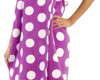 Damen Spa-Wickeltuch Set Mit Haarturban - 70x140 Cm, Aus Weichem Polyester, Für Sauna, Dusche & Strand (Lila)