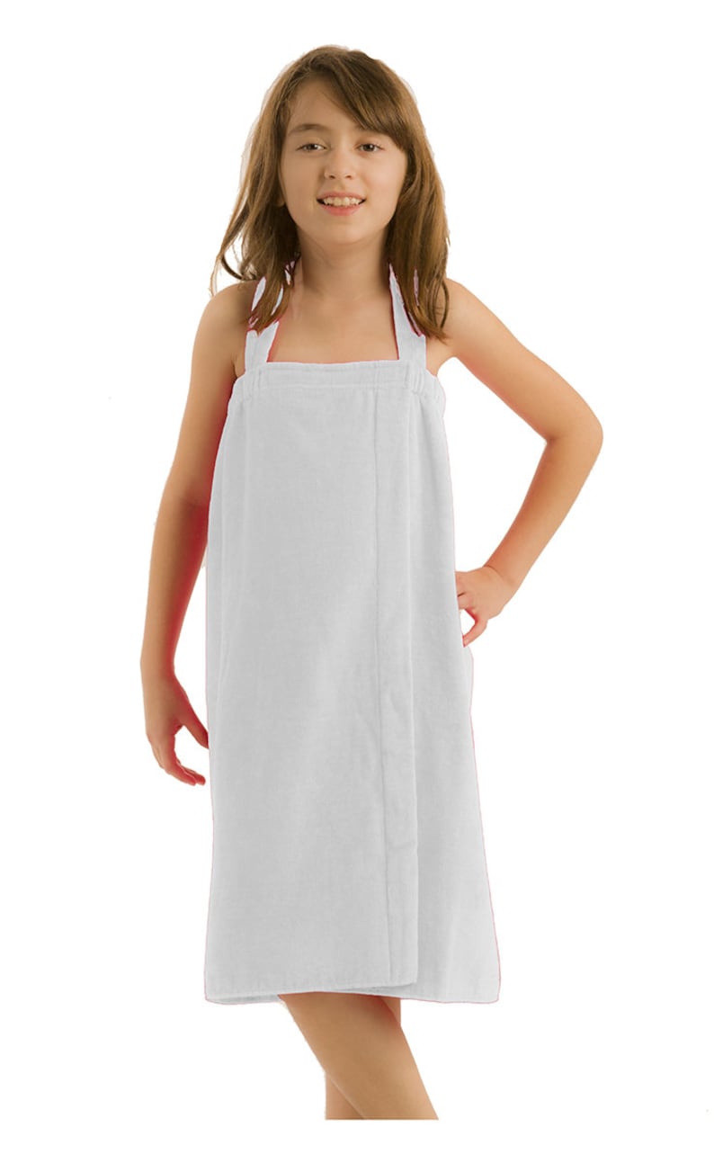 Personalized Terry Cotton Spa Wrap For Girls Solid Color Spa Wrap Towels White