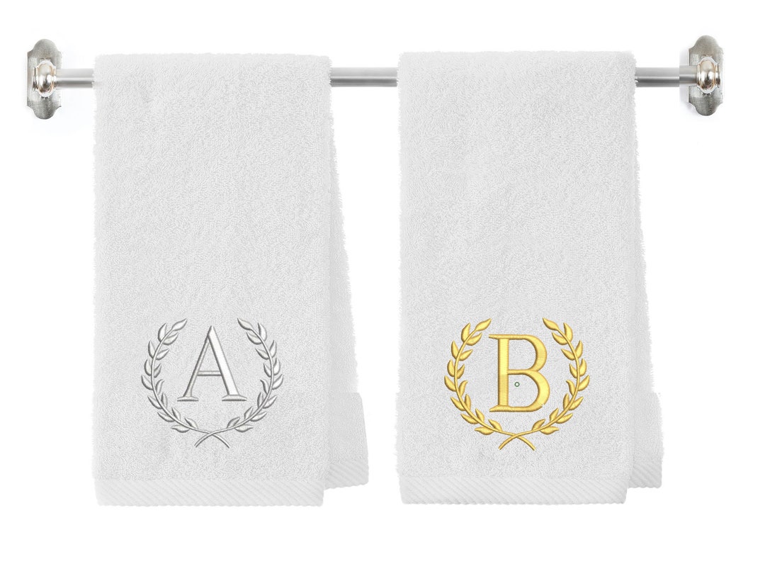 2piece Large Monogram Hand Towels 100 Cotton Monogrammed Towel for