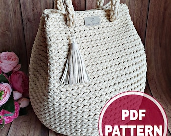 Grande taille. Modèle de crochet PDF, tutoriel (avec quelques liens vidéo) : Sac à main « Dew Drop » / Projet de bricolage / Sac fourre-tout au crochet / Créez votre propre sac