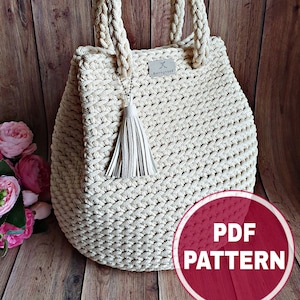 Large SIZE. PDF Crochet Pattern,Tutorial with a few Video links: Handbag Dew Drop / DIY Project / Crochet Tote Bag / Make Your Own Bag image 1