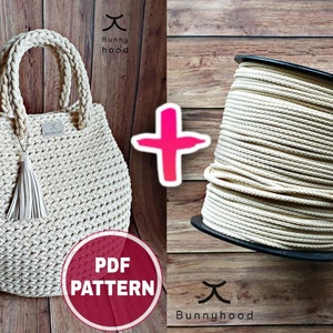 Crocheting KIT: PDF Pattern (with video links) Handbag "Dew Drop Large Size" + Yarn / Crochet Bag Kit / Crochet DIY Kit / Kit For Beginners