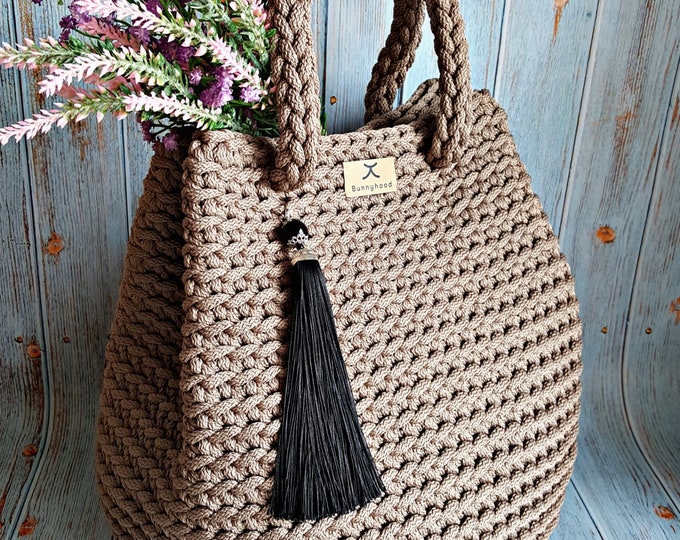 Crochet Handbag dew Drop / Shopping Bag / Beach - Etsy