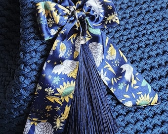 Silk tassel with a bow for DIY projects / Bag accessories / Dew Drop bag tassel