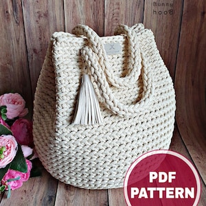 Large SIZE. PDF Crochet Pattern,Tutorial with a few Video links: Handbag Dew Drop / DIY Project / Crochet Tote Bag / Make Your Own Bag image 2