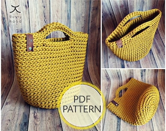 Patron PDF au crochet, tutoriel (Lien vidéo complet) : Tote bag "OSLO M" / Taille moyenne / Projet DIY / Crochet Tote Bag / Fabriquez votre propre sac à main