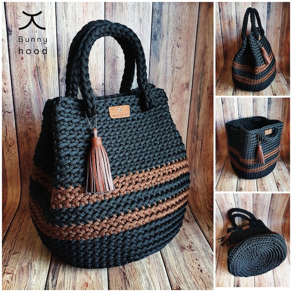 Sac à main au crochet « Goutte d'eau » / Sac à main exclusif fait main / Sac à provisions / Sac de plage / Grand sac / Sac de marché au crochet / Sac à bandoulière au crochet