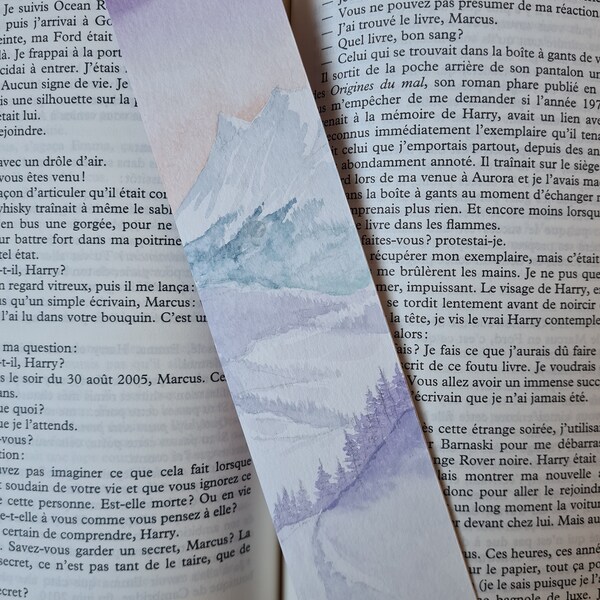 Marque-pages original aquarelle montagne