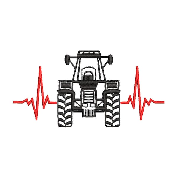 Stickdatei Traktor Herzschlag 10x10 und 13 x 18 cm Rahmen Maschinenstickerei Bulldog Motorschlepper Schlepper Zugmaschine Trekker Trecker