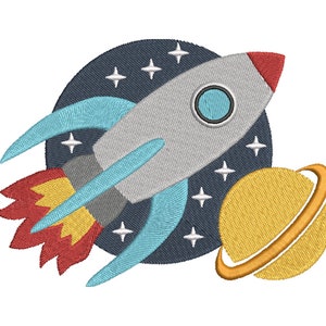 Embroidery file space rocket 10x10 13x18 and 20 x 20 cm frame All Universe Space Cosmos Firmament Galaxy image 1