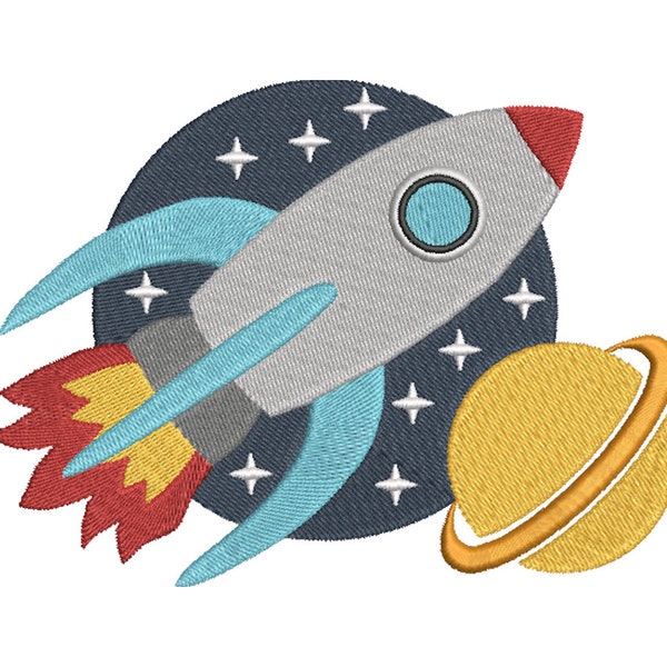 Embroidery file space rocket 10x10 13x18 and 20 x 20 cm frame All Universe Space Cosmos Firmament Galaxy