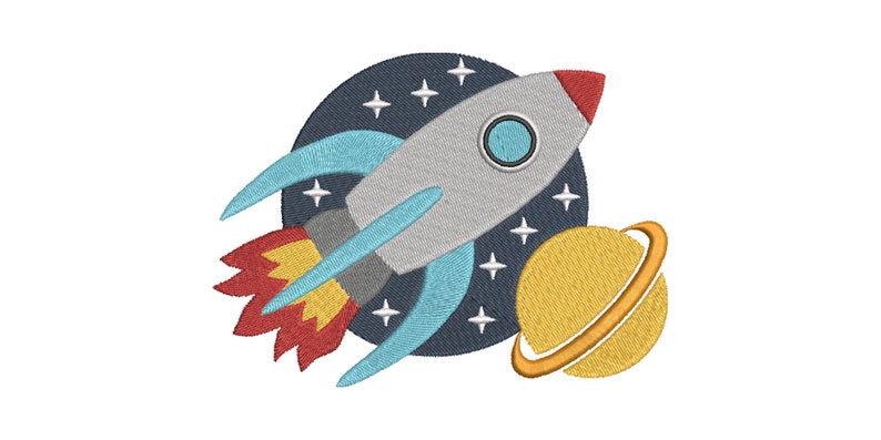 Embroidery file space rocket 10x10 13x18 and 20 x 20 cm frame All Universe Space Cosmos Firmament Galaxy image 1