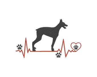 Embroidery file heartbeat Dobermann 13x18 frame machine embroidery animals claws paw dog breed breed dog watchdog watchdog