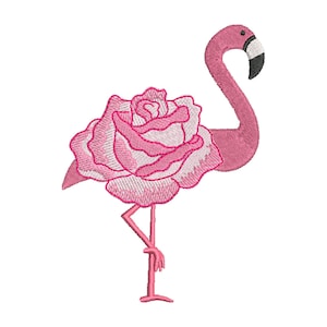 Embroidery file Flamingo flower 13x18 frame T-shirt pattern bird birds