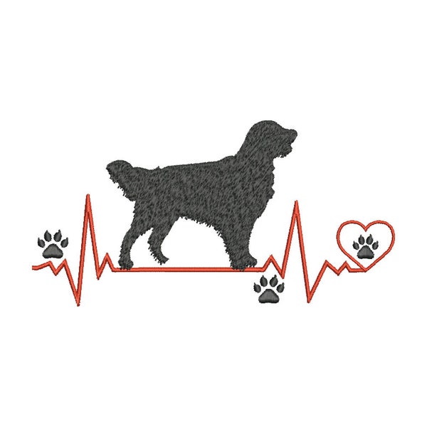 Embroidery file heartbeat Golden Retriever 2 13x18 frame machine embroidery animals claws paw dog breed breed dog herding dog