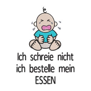 Stickdatei Essen bestellen in 3 Größen Baby Schreit Clipart Cartoon Maschinenstickerei Stickmuster