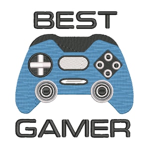 May include: A blue video game controller with the text "BEST GAMER" in black.