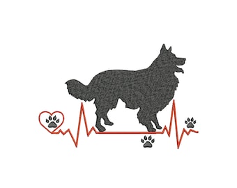 Embroidery file heartbeat border collie 13x18 frame machine embroidery animals claws paw dog breed pedigree dog herding dog
