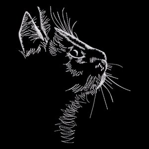 Embroidery file cat profile 4 sizes 6x8, 10x10 13x18 20x24 machine embroidery animals cat face black white silhouette sketch sketch