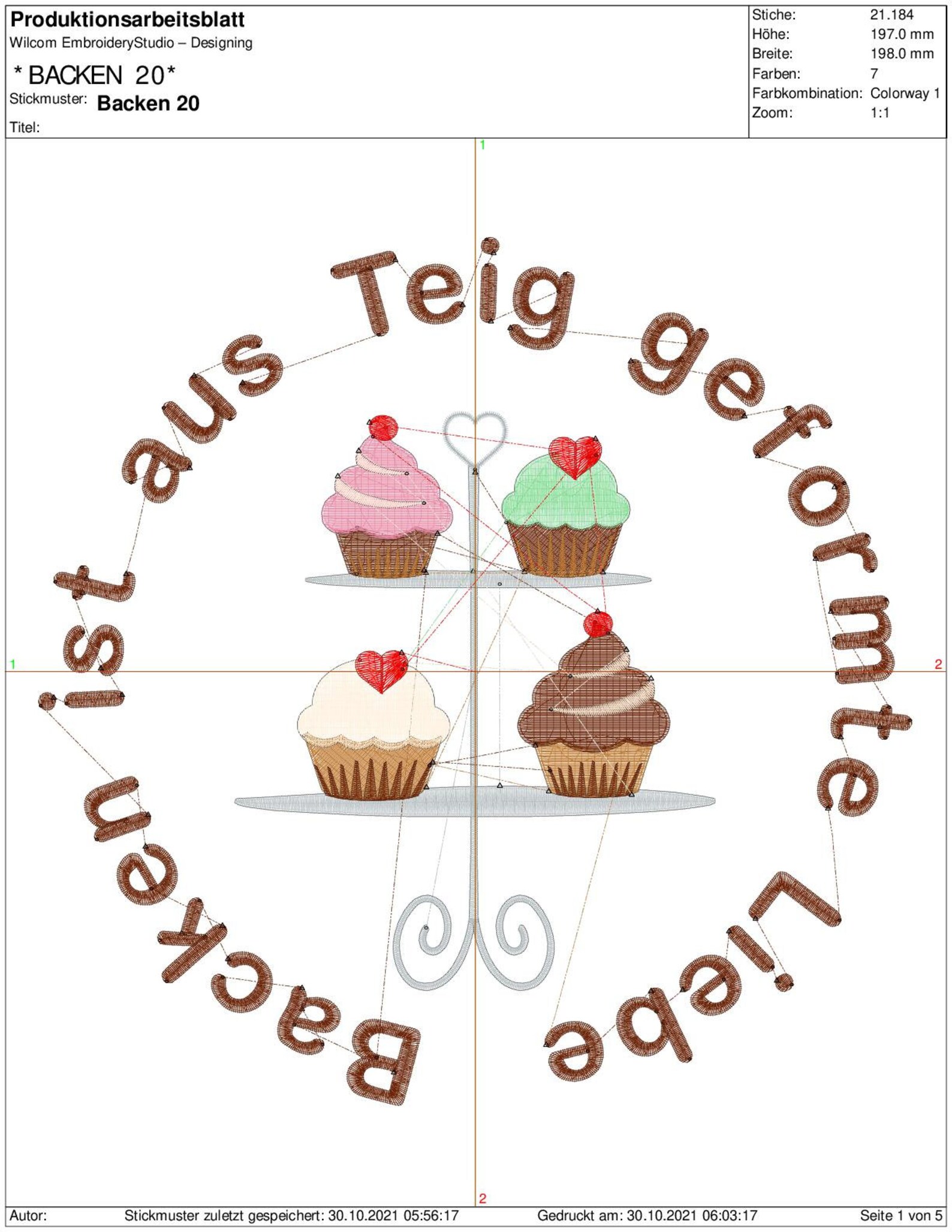 Stickdatei Backen ist aus Teig geformte Liebe Spruch 13x18 Etsy.de