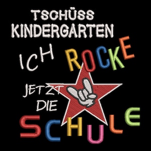 Fichier de broderie maternelle Je fais du rock maintenant retour à l’école 10x10 et 13x18 cadre écolier étudiant première année sac de sucre
